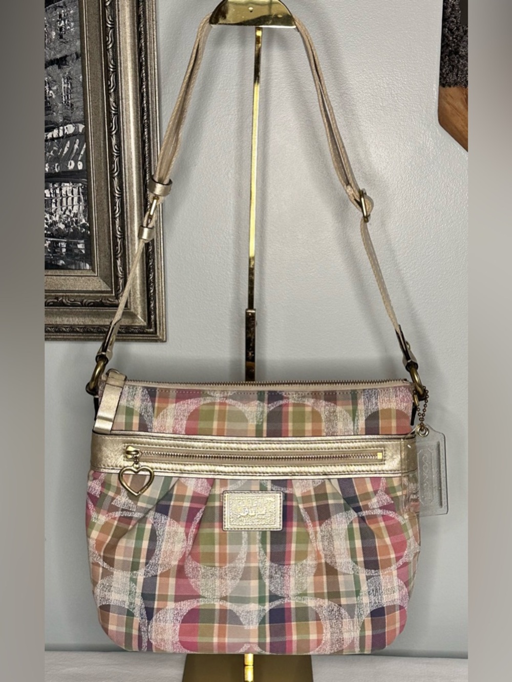 Coach Y2K Madras Pastel Tartan Plaid Crossbody Purse
